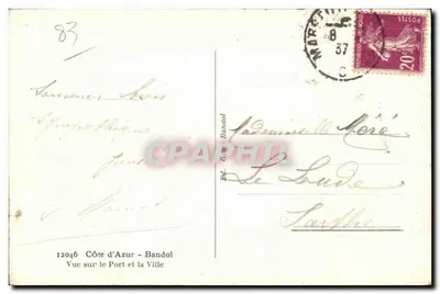 Vue sur le Port et la Ville — Bandol — Éditeur G. G. (n° 12046) — Rewers