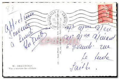 Draguignan — Vista a través de los olivos — Cap — Reverso