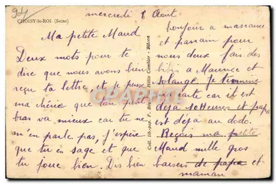 Bilhete postal antigo Choisy le Roi (Seine) — Verso
