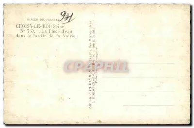 Choisy-le-Roi — Pequena área de água no jardim da prefeitura — Édition d'Art Raymon, n° 769 — Verso
