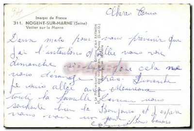 Noisement-sur-Marne — Vela sulla Marne — Images de France, n°311 — Verso