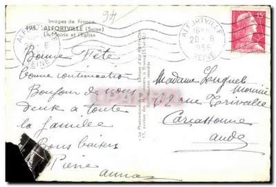 Alfortville (Seine) — A Prefeitura e a Igreja — Imagens da França, n° 495 — Verso