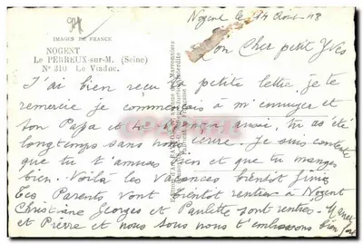 Il Viadotto a Nogent-sur-M. — Nogent-sur-Marne (Seine) — Editore: Images de France, N° 310 — Verso