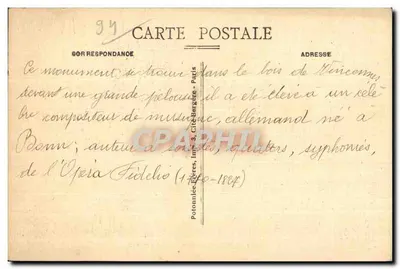 Vincennes — Pomnik Beethovena — wydawca Polonnée-46, seria 12 — Rewers