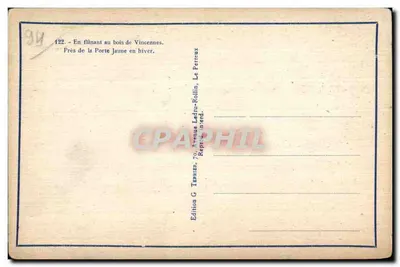 Bois de Vincennes — Caminhando pelo Bois de Vincennes, perto da Porte Jaune no inverno — Edição G. Termes, 70, Avenue Ledru-Rollin, Le Perreux — Verso