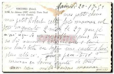 Vincennes — Kasteel (14e eeuw), Noordpoort of ingangstoren — Edities GUY — Achterkant