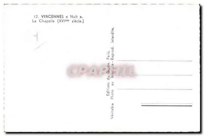 Vincennes — A Capela (século XVI) — Éditions du Globe, Paris — Verso