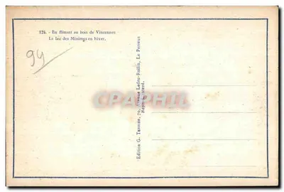 Jezioro Minimes — spacer w lesie Vincennes zimą — Wydawnictwo G. Ledru-Rollin, Le Perreux — Rewers