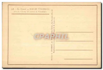 Bois de Vincennes — Caminhando perto do Campo de Corridas — Edição G. Terrière — Verso