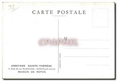 Interior de uma casa de repouso — Ermitage Sainte-Thérèse — Labophot Paris — Verso