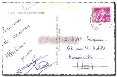 Viarmes — widok miasta, kościoła, zamek i krajobraz — Wydawnictwo ALFA, Paryż — Rewers