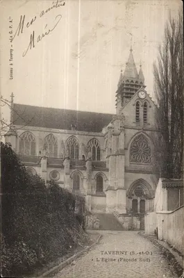 Bilhete postal antigo Taverny (S -et O) A Igreja (Fachada Sul)