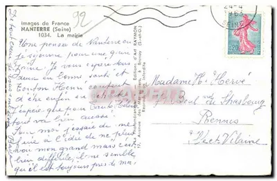 Nanterre — A prefeitura — Images de France, edições d'Art Raymon — Verso
