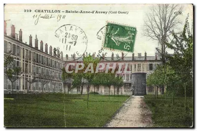 Chatillon - Sainte-Anne-d'Auray (Lado Oeste) — vista de um edifício e de um jardim — C.M. n°229