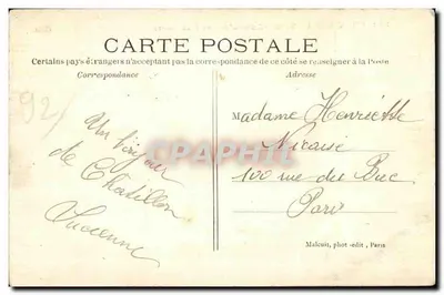 Chatillon - Sainte-Anne-d'Auray (Lado Oeste) — vista de um edifício e de um jardim — C.M. n°229 — Verso