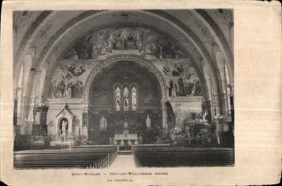 Bilhete postal antigo São Nicolau Issy Les Moulineaux A Capela