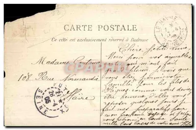 Bilhete postal antigo Puteaux Vista tirada do Ponte do Quai Nacional — Verso