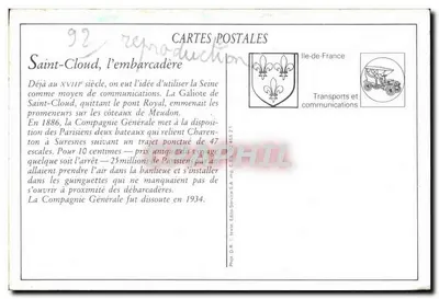 Saint-Cloud — La Seine et l'Embarcadère — Éditeur : Cartes Postales Ile-de-France — Verso
