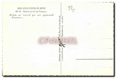Artiste au travail — Neuilly-sur-Seine, Puteaux — Éditions d'Art Levallois-Perret — Verso