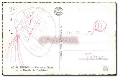 Meudon — Ansicht des Cloisters und der Kapelle des Waisenhauses — Verlag Achille Cartes Paris — Rückseite