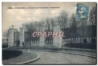 Suresnes — Entrada do Cemitério Americano — Bilhete postal antigo n°7838