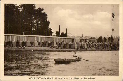 Gournay-sur-Marne (S.-et-O.) — A Praia e as cabines — Fot. Combier - Macon