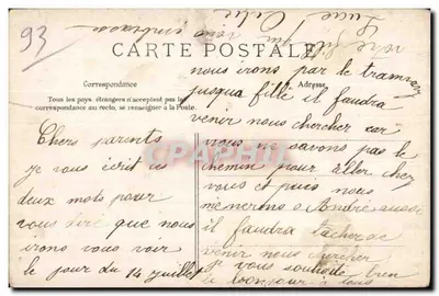Stara pocztówka Livry Place de la Fontaine — Rewers