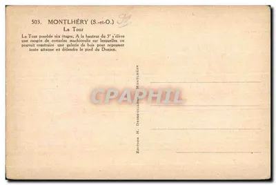 Montlhéry (S.-et-O.) — La Tour — Uitgave H. Desgouillons — Achterkant