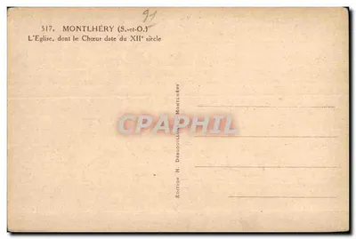 Montlhéry — Katedra, z chórem z XII wieku — Wydawnictwo H. Dagouillon, Montlhéry — Rewers