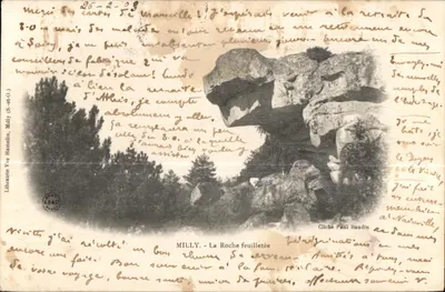 MILLY - A Roche feuilletée — cliché Paul Baudin — Livraria Vve Hamelin, Milly (S.-et-O.)