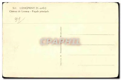 Castelo de Lormoy — Fachaça principal — Edição H. Desgouilliers — Verso
