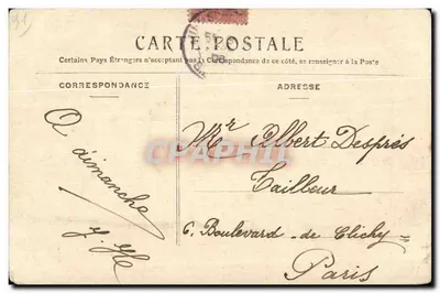 Juvisy — Rendez-vous de chasse. Parc du Château — M. A. — Paris — Verso