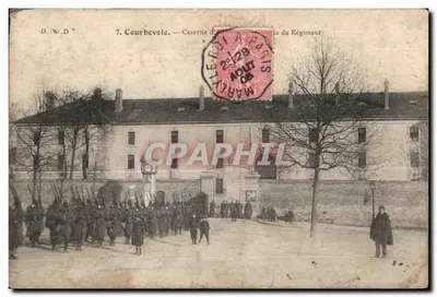 Courbevoie - Casa Militar - Bilhete postal antigo