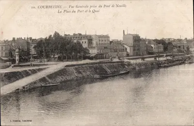 Courbevoie — Vista Geral tirada do Ponte de Neuilly, A Praça do Porto e o Cais — L'Abeille, Asnières