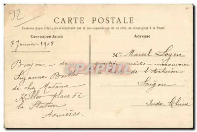 Asnières — Most — widok mostu nad Seiną — B. R. Paryż, nr 21 — Rewers