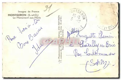 Monumento aos Mortos — Montgeron (S.-e-O.) — Éditions d'Art RAYMON — Verso