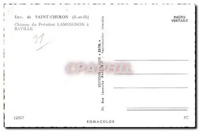 Castelo do Presidente Lamoignon — Env. de Saint-Chéron (S.-et-O.) — Éditions de Luxe Estel — Verso