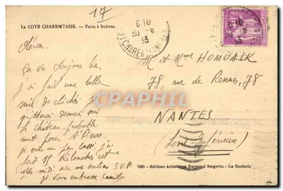 A Costa Charentaise — Parques de Ostras — Edições Artísticas Raymond Bergevin — Verso