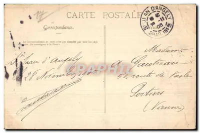 Bilhete postal antigo Saint Jean D Angely O Palácio de Justiça — Verso