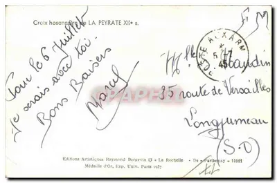 Cruz hosaniana de La Peyrate, século XII — Edições Artísticas Raymond Bergevin — n° 14911 — Verso