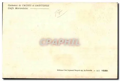 Kaptur Marandzaski — Kostiumy z Aunis i Saintonge — Wydawnictwo Sztuki Raymond Bergévin, La Rochelle — AS 1530 — Rewers