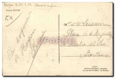 Port Royan — widok portu z latarnią i łodziami — Wydawnictwo artystyczne R. Bergevin — Rewers