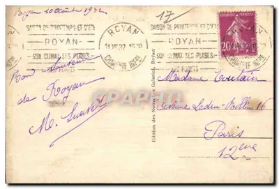 Royan - Port — widok portu z Hotelem Thiers — Wydawnictwo Nowych Galerii, n°37 — Rewers