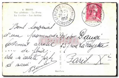 Brive-la-Gaillarde — widok ogólny — wydawca Réal-Photo, nr 4 — Rewers