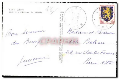 Castelo de Villatte — Léré (Cher) — Combiér Imp. (S.-et-L.) — Verso