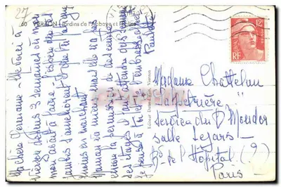Vierzon — Ogród klasztoru i kościoł — Wydawca Durand, Vierzon — Rewers