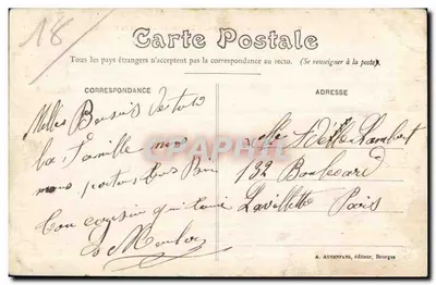 Vouzeron - O Castelo — Fachada de Entrada — A. Auxenfans, editor Bourges — Verso