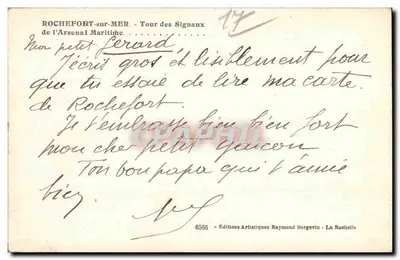 Rochefort-sur-Mer — Wieża Sygnałów Morskich — wydawca Ramquintene, n° 6566 — Rewers