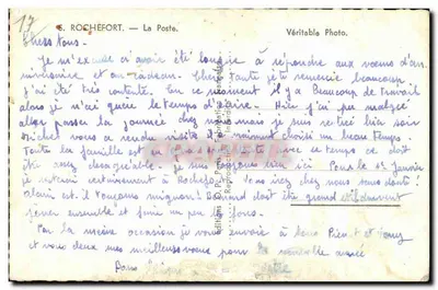 Budynek pocztowy, telegraficzny i telefoniczny w Rochefort — Wydawca: Prawdziwa Fotografia, nr 17 — Rewers