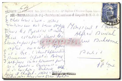 Sarrance (B.P.) - Zdrowotna fontanna i kaplica N.-D. na górze — Rewers